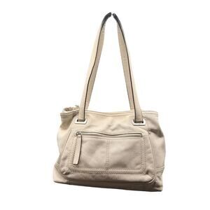 Genuine Leather Ivory Cream Tote Shoulder Bag Pebbled Leather Purse